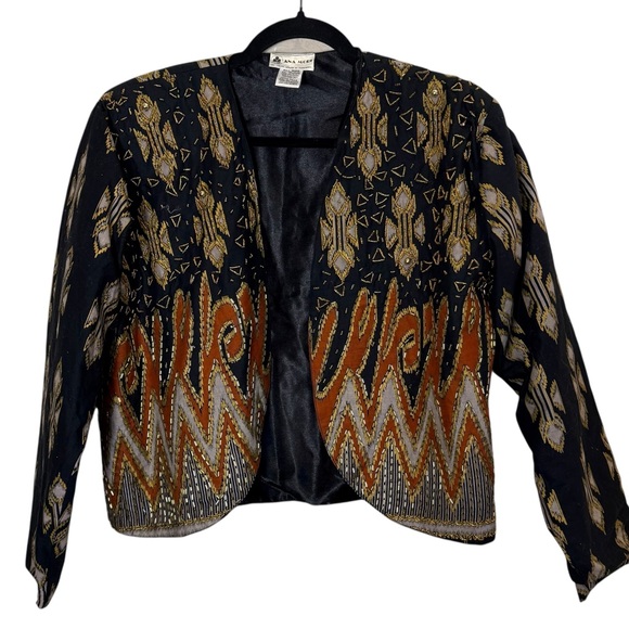 Vintage Ana Mori Beaded Batik Crop Jacket/Bolero Sz M - Picture 4 of 10